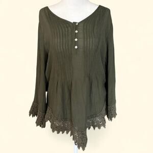 Westport Fairy Core Boho Tunic Top Blouse with Lace Trim